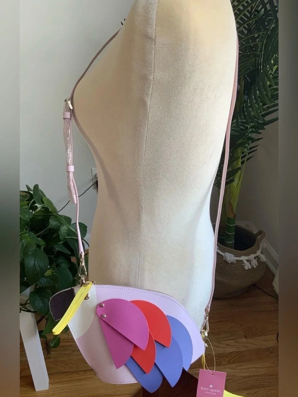 KATE SPADE FLOCK PARTY PARROT LEATHER CROSSBODY NWT